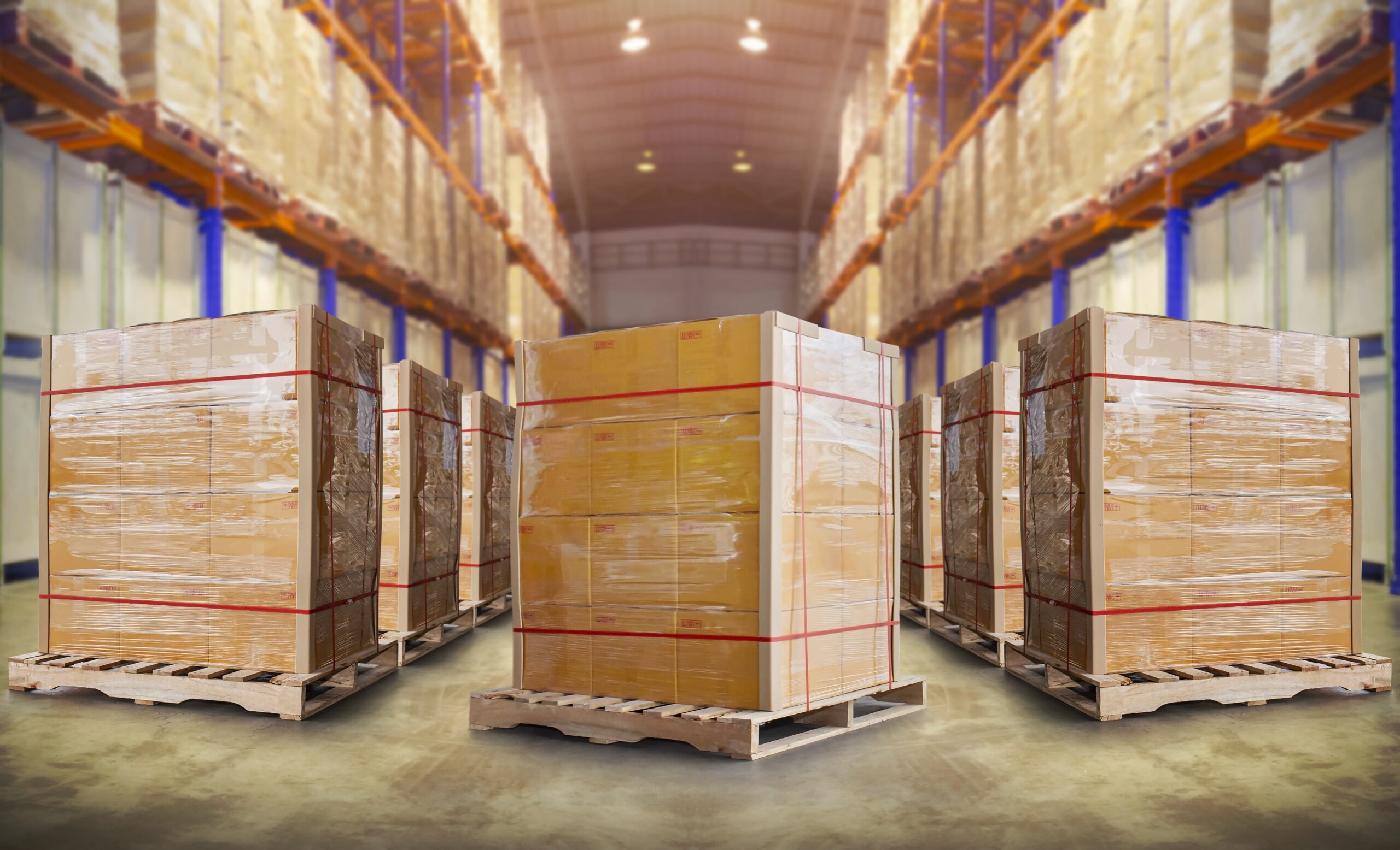 packaging-boxes-wrapped-plastic-stacked-pallets-storage-warehouse-supply-chain-logistics-min